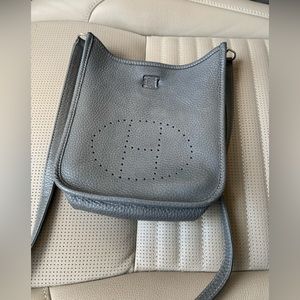 Hermes Gray Leather Crossbody